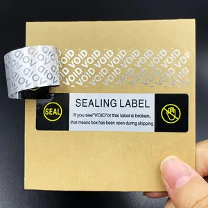 50pcs/100pcs VOID Bright Silver Shipping Sealing Label Stickers, Waterproof Tamper Proof Security Labels for Jar, Mailing Boxes
