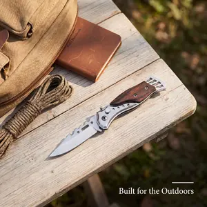 【Nomad Ridge】Premium Stainless Steel Multi-Tool with Wooden Handle – Portable Outdoor Tool for Camping, Hiking & Daily Use