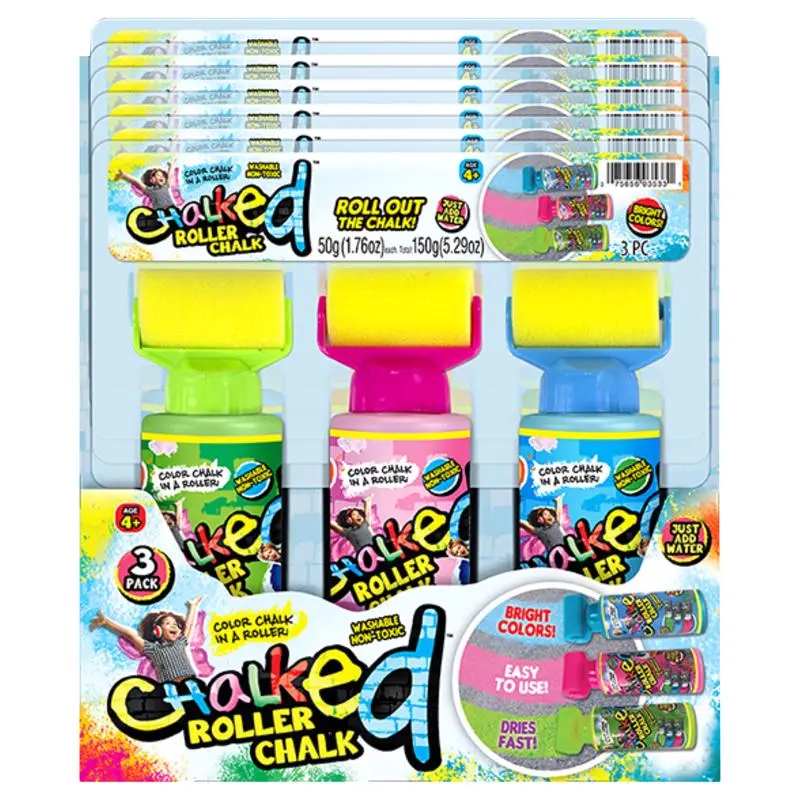 212 MAIN Chalked Roller Chalk Markers, Assorted Colors - Case of 6, Ages 4+ Suitable for Gymnastics & Outdoor Sports Use