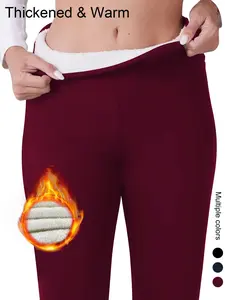 Plus Size High-Waisted Fleece Leggings, Warm Stretchy Tight-Fit Leggings for Fall and Winter, Women's Yoga and Everyday Wear, Fitness Yoga Pants, Gym Workout Leggings, Yoga Bottoms, Yoga Activewear