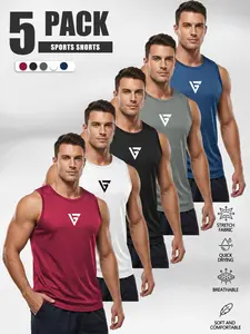 5-Pack Men’s Quick-Dry Workout Tank Tops – Breathable Sleeveless Shirts for Gym & Running