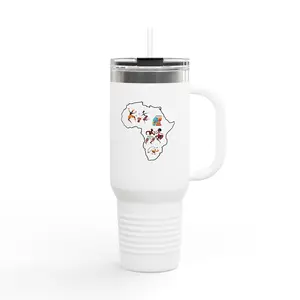 Worldly Adventures Insulated Travel Mug | 40oz Adventure Mug, Travel Cup, Gift for Travelers, Outdoor Mug, Africa Design, Road Trip