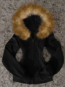 Women's Long Sleeves Hooded Sweatshirt Tops, Casual Sport Outdoor Fashion Loose Fit Versatile Commuter Trendy Daily Natural Comfortable Personality City Classic Stylish Plain Color Womenswear