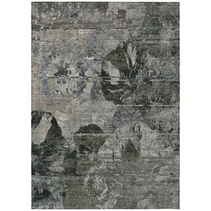 Machine Washable Gray Rug - Indoor / Outdoor - Kids / Pet Friendly Organic Print Rug