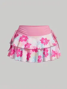 Women's Floral Print Skirt, Casual Fashion Short Skirt for Daily Holiday Vacation Wear, Ladies Bottoms for Summer, Casual Sporty Skirt