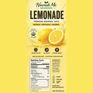 Nourish Me The OG Lemonade Seamoss - Classic Lemonade Flavor Beverage - 8 FL OZ (237 ml) -The Golden Glow "Hydration with a Mineral Kick"