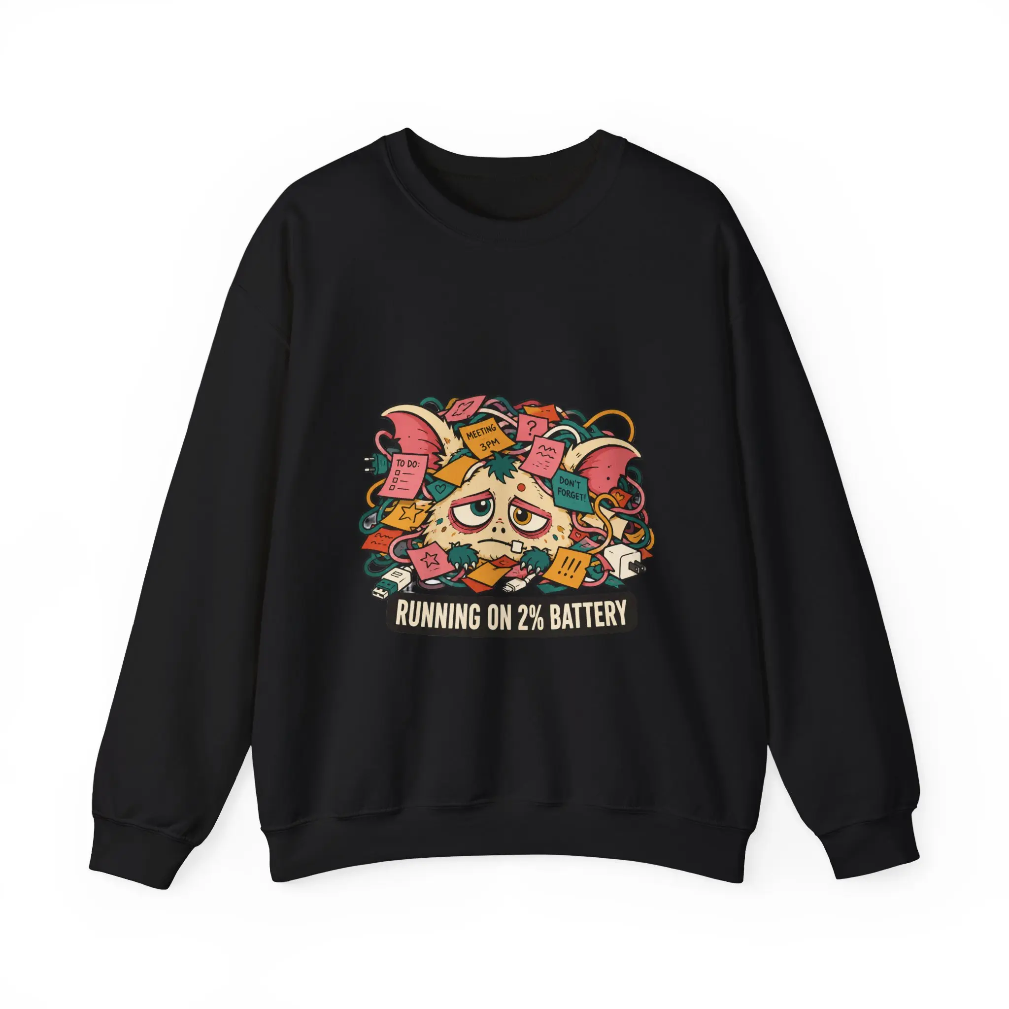 Running on 2% Battery Gremlin Sweatshirt | Funny Goblincore Crewneck | Tired Cryptid Gift