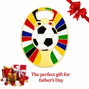 GLAD & HANDY 2026 New Version Soccer Inspired Magnetic Bottle Opener for Refrigerator, Fridge Magnet Beer Opener with Cap Catcher, 360 Degree Spinner, Zinc Alloy Enamel Father's Day Gift for Dad, Men & Soccer Fans, BBQ