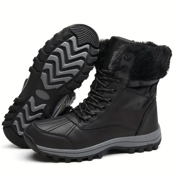 Men's & Women's Matching Fur-Lined Ankle Winter Snow Boots, Warm Waterproof Anti-Slip Outdoor Footwear for Winter Commuting & Cold-Weather Walking Comfort Boy Walking Shoes Closed Bridal