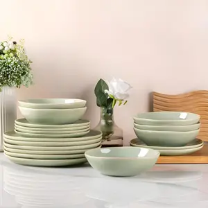 Ceramic Dinnerware Sets,Handmade Reactive Glaze Stoneware Plates and Bowls Set,Highly Scratch Resistant | Dishwasher & Microwave Safe Dishes Set,Service for 4 (12pc)