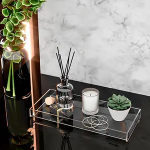 Transparent Acrylic Storage Box Tray, Creative Desktop Organizer, Multi-Functional Home Decor Tray, Fashionable Coffee Table Tray, Bathroom Cosmetics Holder