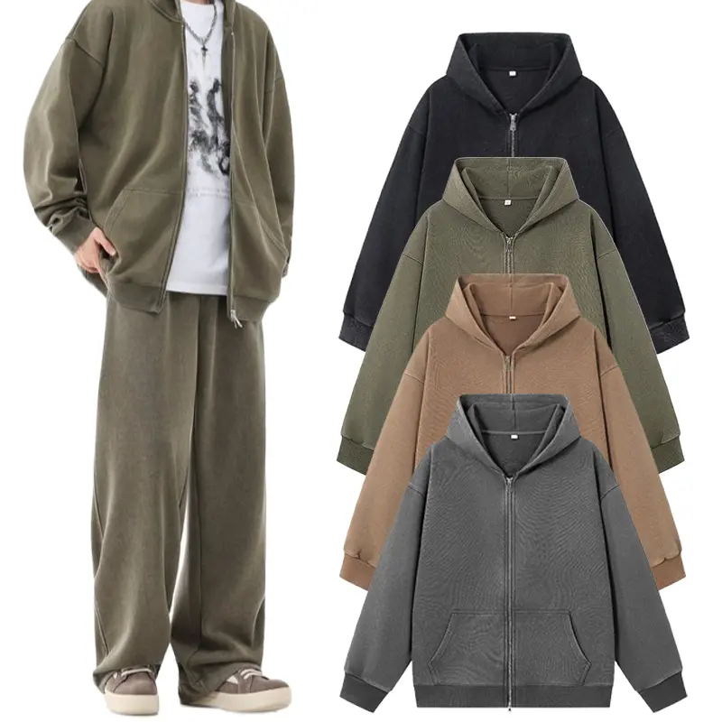 Same as mall version: Y2K washed retro unisex zip-up hoodie, loose cotton blend casual sports jacket with pockets hoodie vert and ash drip clothing Vintage hoodies men grey