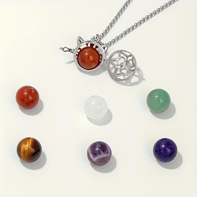 7pcs Crystal Pendant Set Wings Crystal Round Bead Stone Women's Rope Cage and Lock Pendant Crystal Stone Valentine's Day Surprise Gift for Friends decor