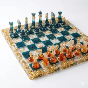 Handcrafted Resin Chess Set - Custom Handmade Board Game