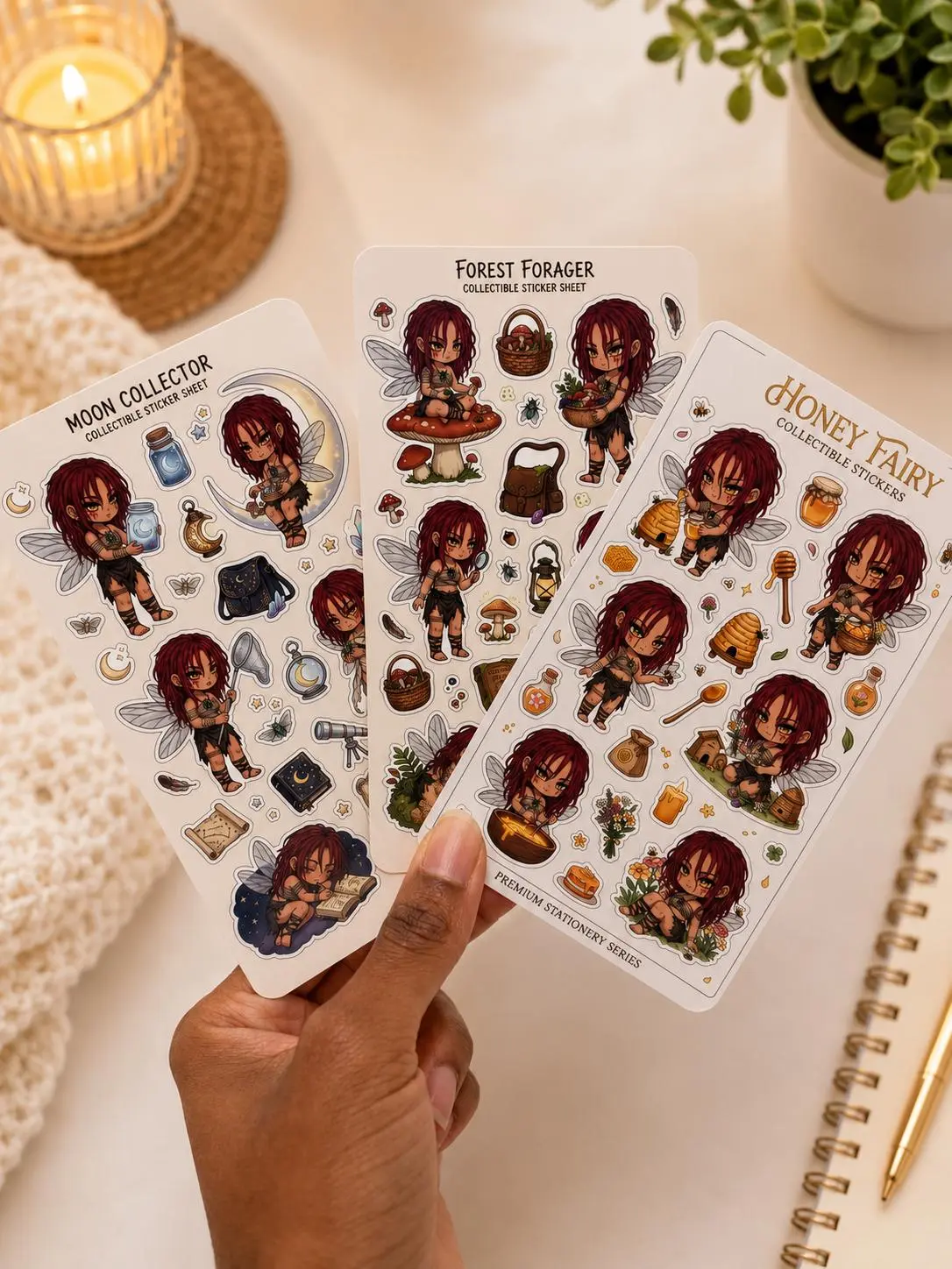 Fairy Stickers | Vinyl Sticker Sheet | Cottagecore Journal Sticker | Bee Lover Gift | Planner Decor | Fantasy Decorative Decal Art