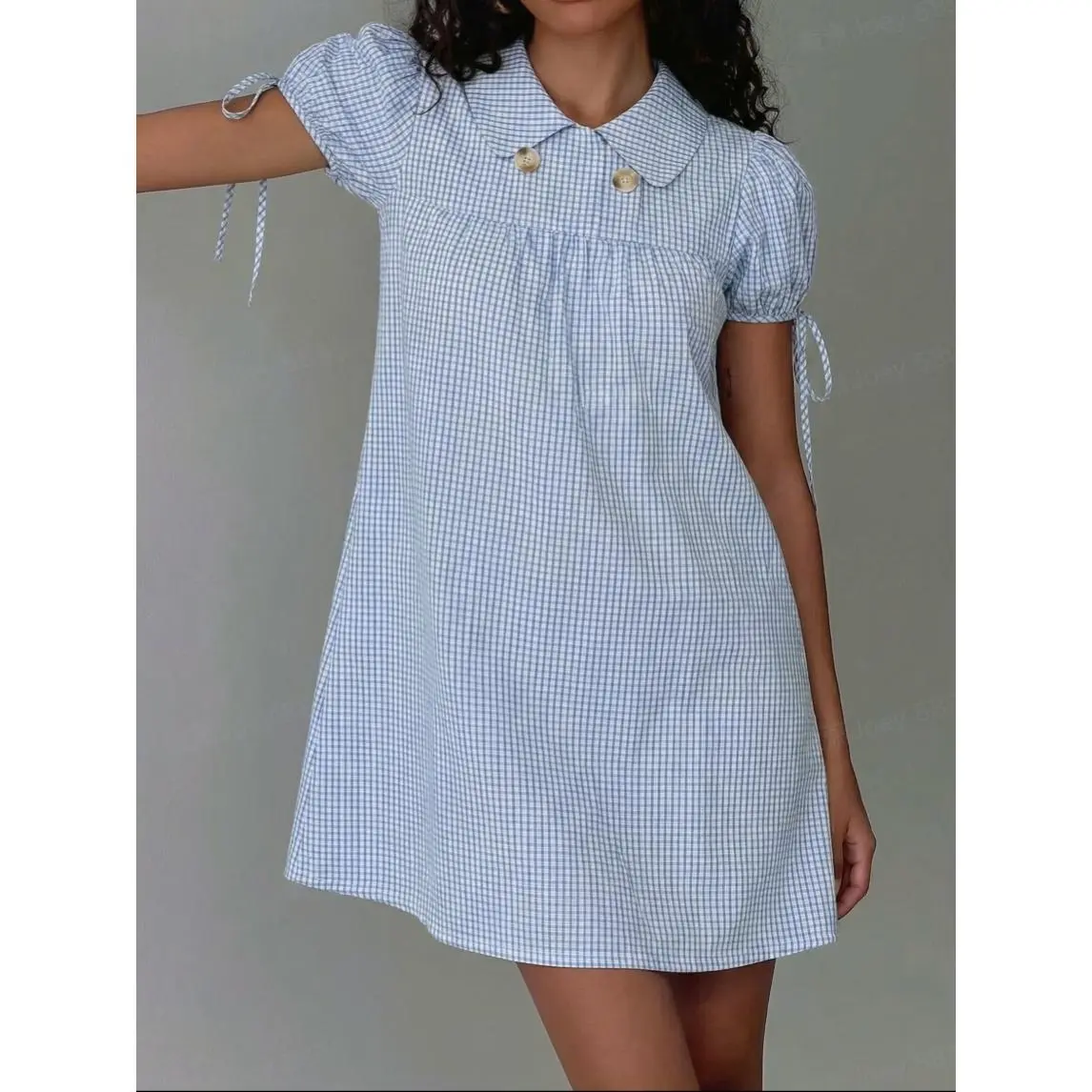princess polly baby blue dress Hand Smocked Short Sleeve Dress in Sky Blue main image 1