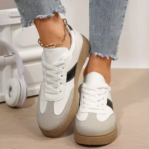 Women's Round Toe Sneakers Lightweight Breathable Athletic Sneakers Casual Lace-Up Round Toe Shoes Comfortable For Everyday Wear