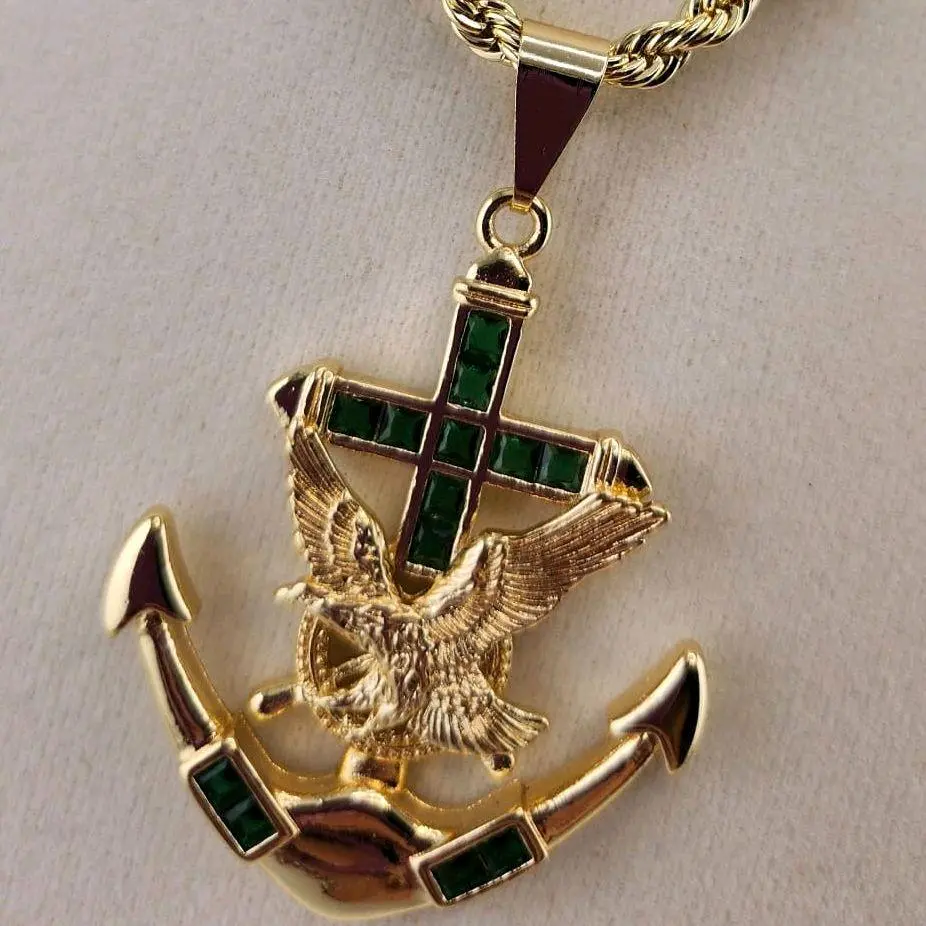 4 - 14K Gold Anchor Pendant and Chain - Unisex Elegant Jewelry with Unique Anchor Motif & Luxurious Gold Material Includes Chain for Daily Wear Necklace