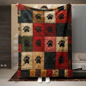 Cozy Multicolor Flannel Blanket Featuring Paws Perfect for All Seasons and Animal Enthusiast Gifting