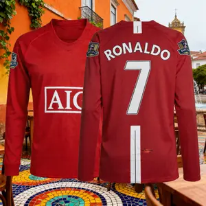 No.7 C.Ronaldo 2007 2008 Retro Away Black Home Red Long-Sleeved Short-Sleeved Soccer Jerseys