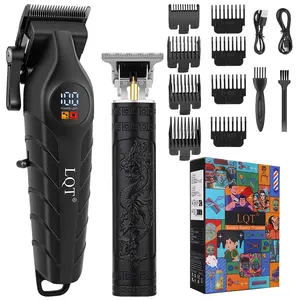 LQT Men's Professional Cordless Hair Clipper, Electric Beard Trimmer, and Metal Foil Shaver Set, Rechargeable with LED Display, Barber Clipper Set