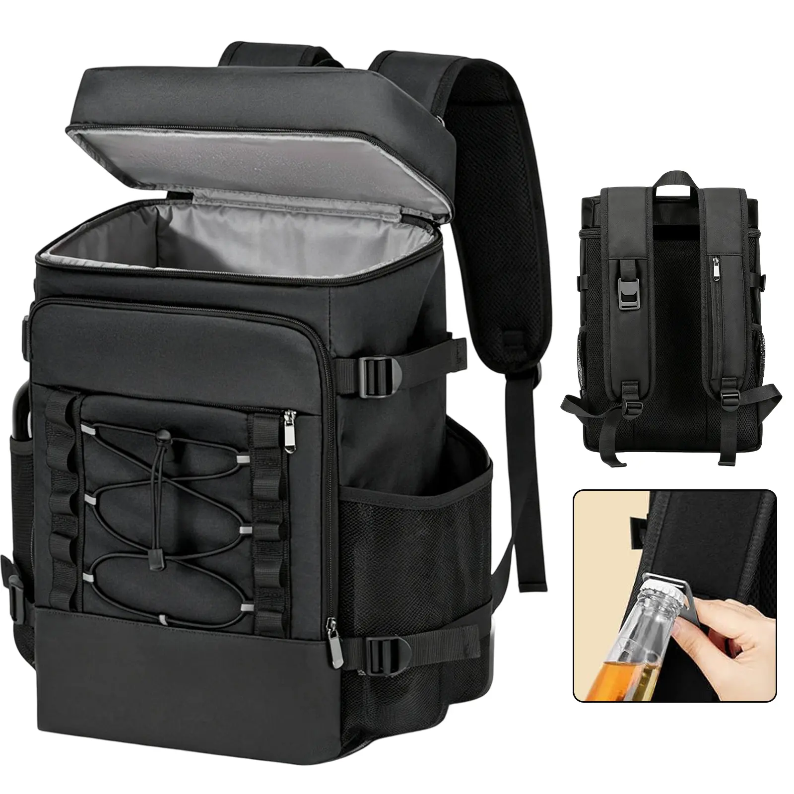 Unisex 30L Insulated Cooler Backpack with Insulated Compartment - Waterproof Oxford Fabric, Leakproof 48-Can Reusable Cooler Bag, Hiking Gear for Camping, Outdoor Trips