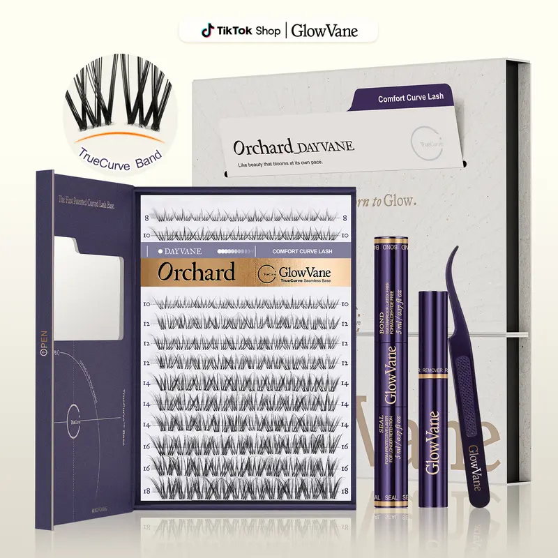 【NEW】GlowVane TrueCurve DIY Lash Clusters Kit - 0.03mm Curved Lash Clusters, DDCurl Shape 8-18mm Soft Lightweight, Seamless Natural Fit No Eye Strain for Beginner Adults