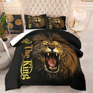 Lion Comforter Set for Youth Adults Bedroom Decor Gift, Includes 1 Bedding Quilt & 1-2 Pillowcases Without Inserts