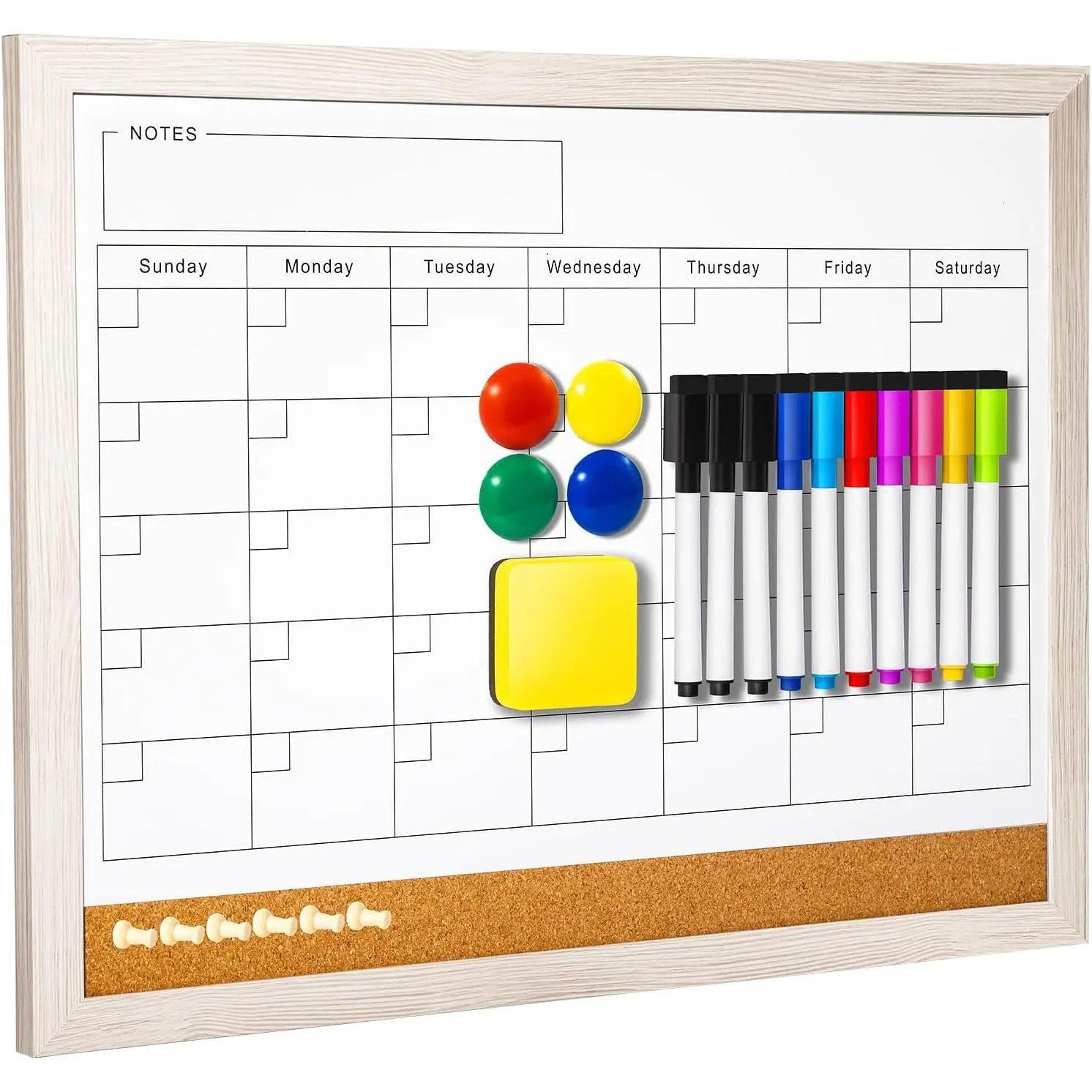 Dry Erase Wall Calendar Whiteboard - 17x13 in Visual Schedule Board, Erasable Organizer, Monthly Planner for Home Office (White), Wall Calendar Planner
