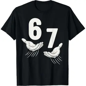Six Seven 6 7 Kids 67 Boys Youth 6-7 Meme Hands Funny T-Shirt