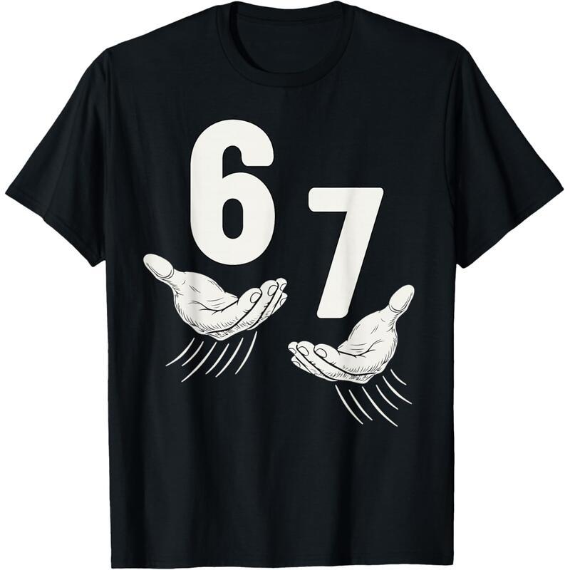 Six Seven 6 7 Kids 67 Boys Youth 6-7 Meme Hands Funny T-Shirt