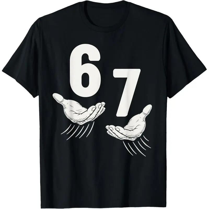 Six Seven 6 7 Kids 67 Boys Youth 6-7 Meme Hands Funny T-Shirt