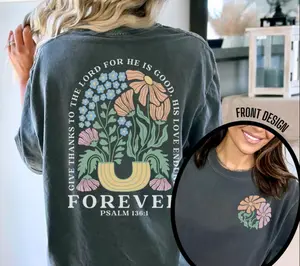 Boho Christian Shirt Women Bible Verse Tshirt Jesus Apparel Vintage Floral T- Shirt Flower Graphic Tee Retro Back Print Faith, Good Quality T-Shirts, T-Shirts T-Shirts For Mothers, Shirts For Peace Lovers