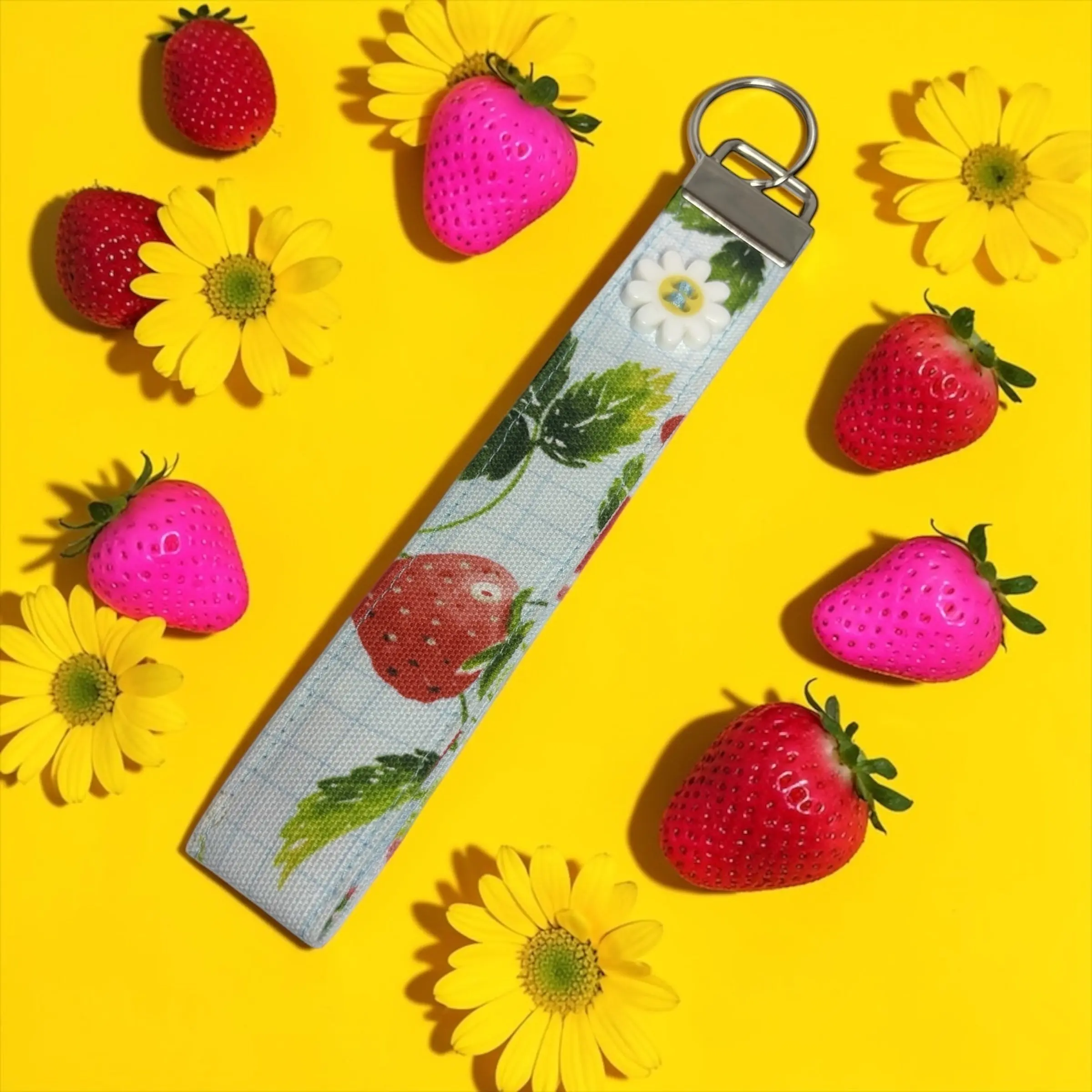BERRY SWEET COLLECTION- Blue Strawberry Wristlet Lanyard-FS-26
