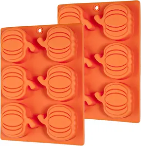 Pumpkin Cake Molds Silicone Pumpkin Cake Pan 6-Cavity Pumpkin Mold for Baking Cupcake Chocolate