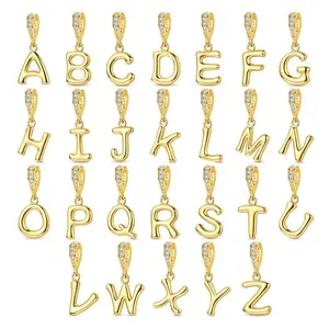 MULA 14K gold-plated letter pendant, 925 sterling silver, set with cubic zirconia, customizable with letters A-Z, compatible with Pandora bracelets and necklaces, the perfect gift for girls and women.