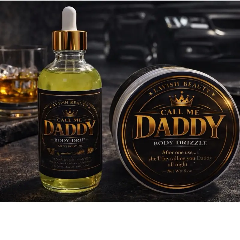 For Him:  Call Me Daddy Body Drip & Drizzle Set - 4oz Body Oil & 8 oz Body Butter for Intimate Moments