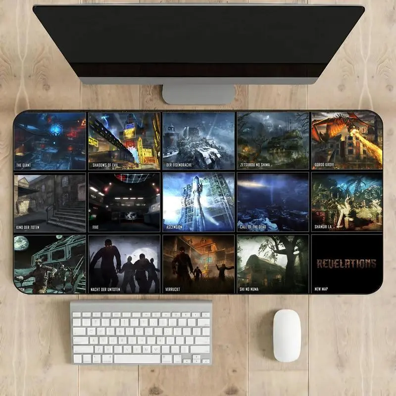 BO3 Zombies Map Inspired Gaming Desk Mat, Call Of Duty Zombie Mode Desk Mat, Extended Mouse Pad for Gamers, Non-Slip Rubber Base, Undead Horror Game Decor