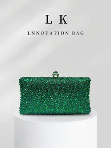 New Rhinestone Diamond Handbag, Evening Gown Bag, Women's Wedding Party Wallet Box Bag, Metal Frame Rhinestone Bag, Elegant Clutch, Evening Clutch Purse