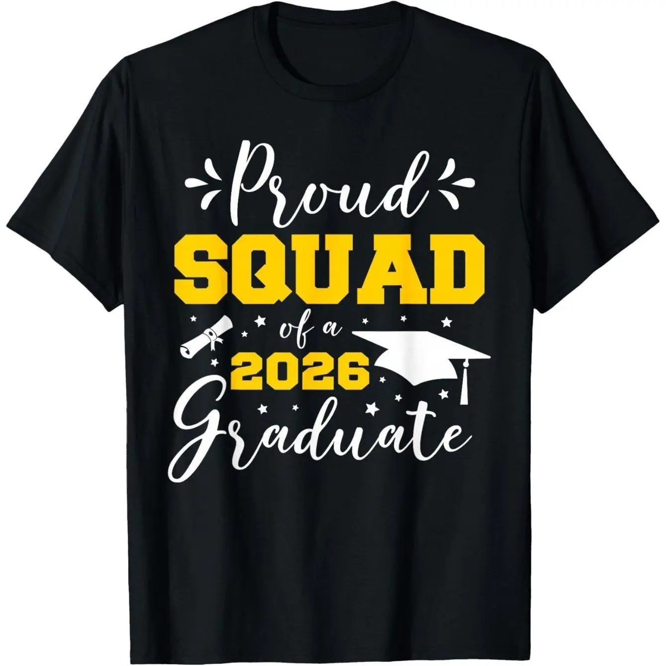 Men's Casual Short-Sleeve T-Shirt - 2026 Graduate Print, Soft Touch, Proud Squad Matching Senior Graduation Short Sleeve Tops