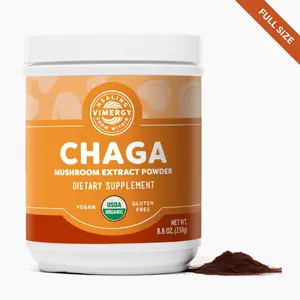 Vimergy USDA Organic Wild Chaga Mushroom Extract Powder, 166 Servings – Ideal in Chaga Tea, Coffee, Smoothies – Cardiovascular Support - Kosher, Vegan, No Gluten, Paleo - Pure Chaga, No Fillers (250g)