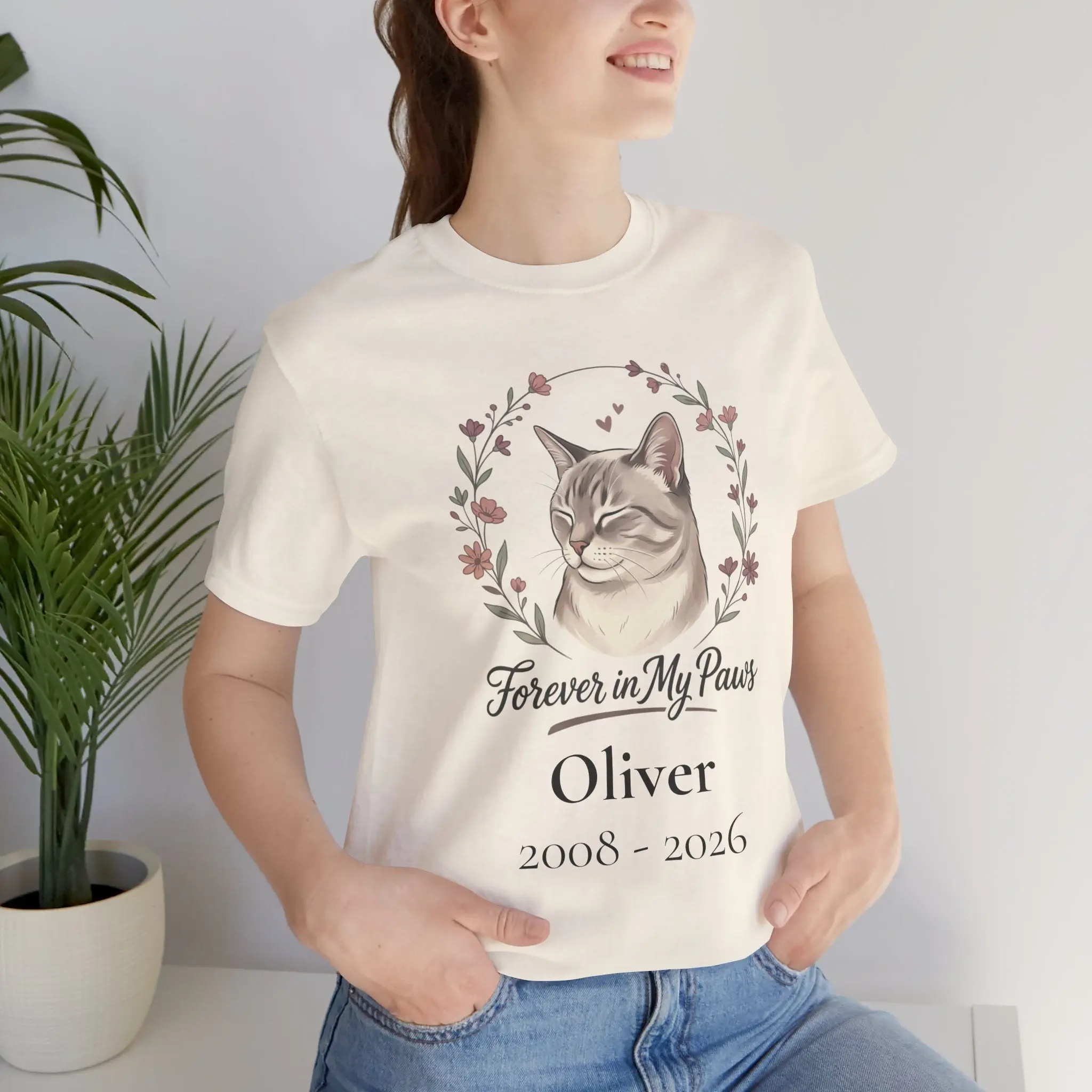 Cat Memorial T‑Shirt — "Forever in My Paws" - Personalized