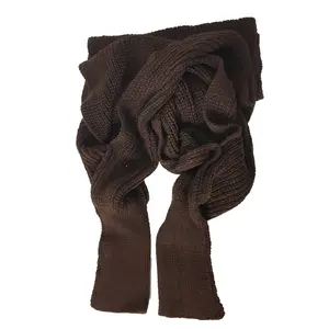 Fashion Culture Women's Emmi Soft Knit Shrug Sweater Scarf with Sleeves, Mocha Brown