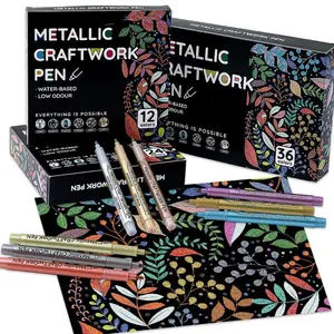 12/24/36 Color Metal Paint Markers, Acrylic Paint Pens for Rock Painting, Ceramic, Wood, Canvas, Plastic, Glass, Stone, Calligraphy, DIY Crafts, Art Drawing Supplies, Art Materials