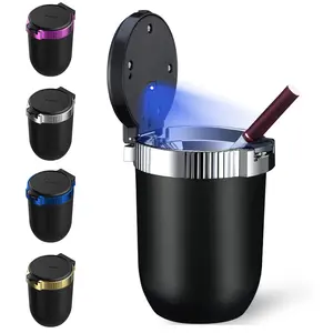 Portable Car Ashtray with Lid Stainless Steel Detachable Mini Car Trash Can Windproof Auto Truck Ashtray Cup Holder Universal Smokeless Ashtray for Car Outdoor Travel Home