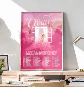 Megan Music Moroney Inspired Cloud 9 Tour Poster, Cloud 9 World Concert Dates Art, Pink Aesthetic Wall Decor, Trendy Fan Gift