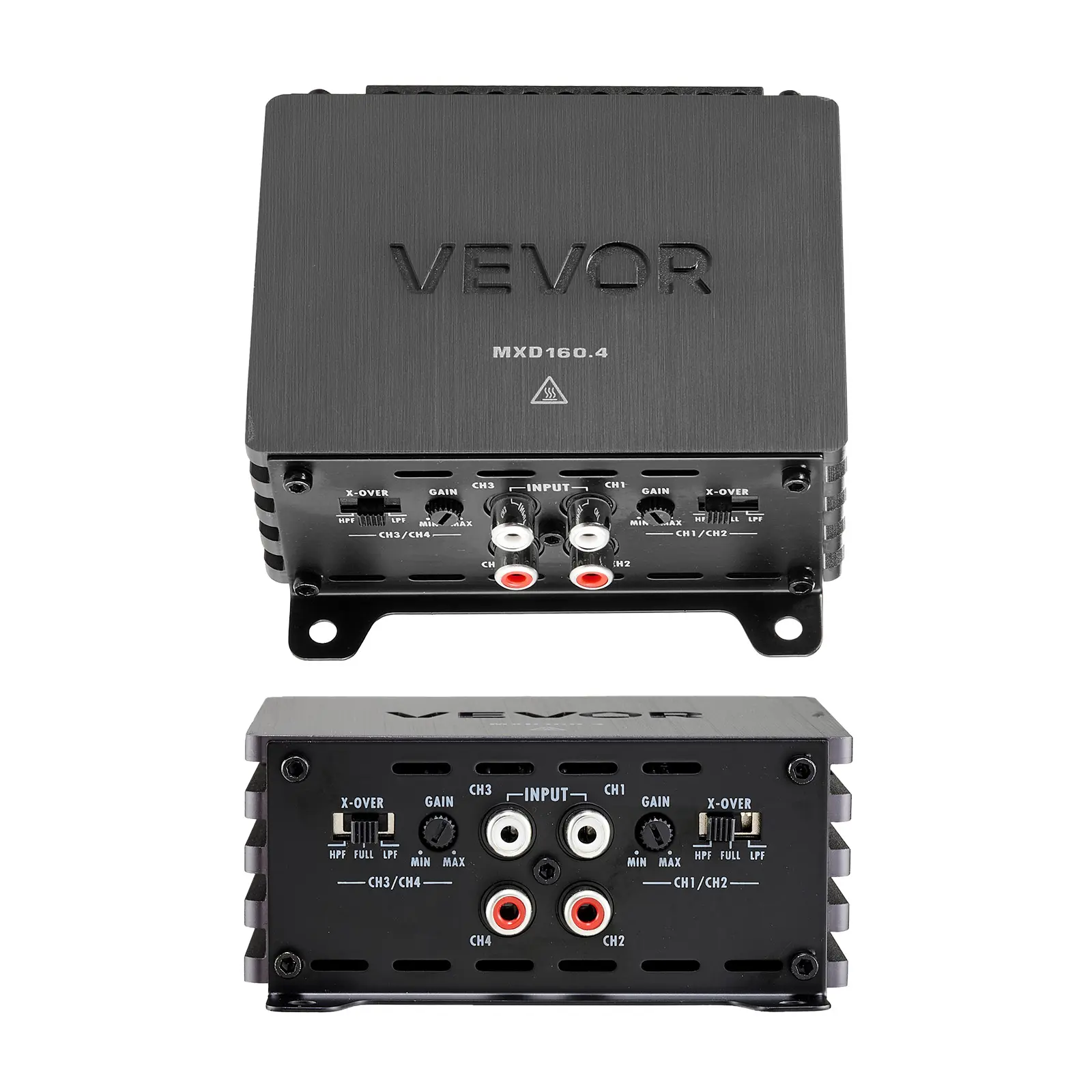VEVOR 4 Channel Car Audio Amplifier - Aluminum Shell, Bridgeable Class D Full Range Amp, Max 4x160W, 2 Ohm Stable, Enhances In-Car Sound for SUV, Truck, Off-Road, Tool Upgrade