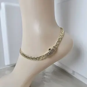 Monaco Anklet with Rhinestone 14k Gold Plated 2 Style Elegant Foot Jewelry for Women