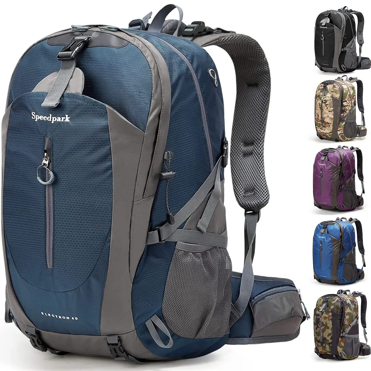 SPEEDPARK Unisex 40L Waterproof Hiking Backpack - Multicompartments, Ventilation, Zip Closure, Shoulder Relief Outdoor Daypack for Hiking, Commuters summerwins