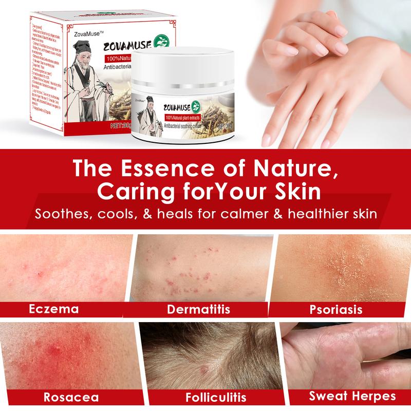Zovamuse-All-Natural Soothing Cream for Eczema & Psoriasis - Herbal Relief for Dry, Itchy, Sensitive Skin, Anti-Bacterial Skin Defense (Hydrating, Safe for All Ages | 30g) Treatment